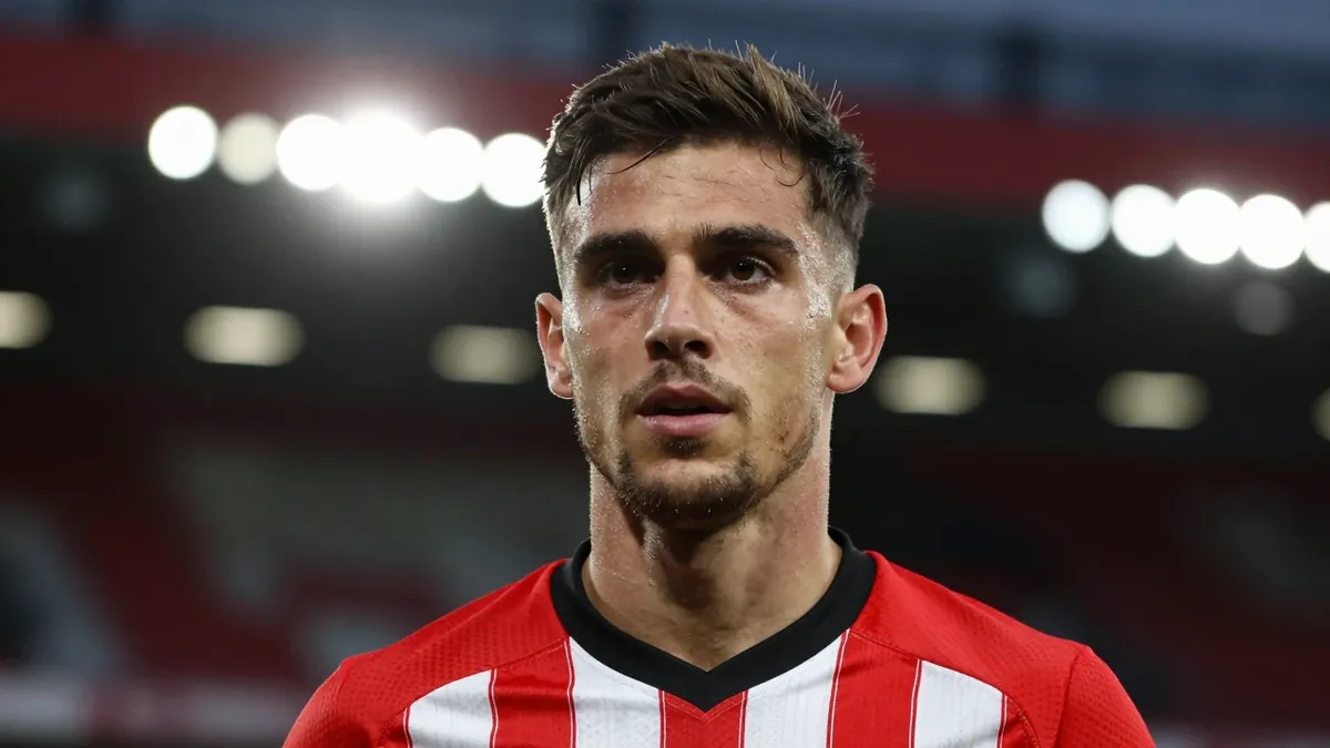 Southampton's James Bree warmed up during the Championship clash with Birmingham City